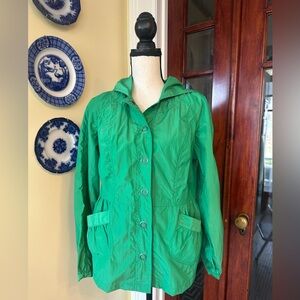 MIFRESIA | Vibrant Green Lightweight Hooded Windbreaker Jacket, Size M